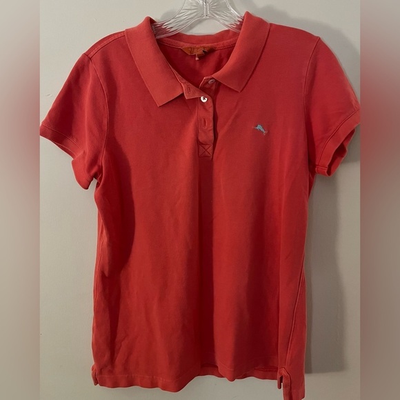 Tommy Bahama (Relax) Women’s Coral/Orange Polo Shirt w/Logo, 3-Button; Size M - Picture 2 of 10